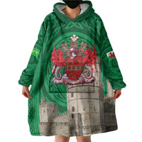 Personalized Caernarfonshire Wales Wearable Blanket Hoodie Caernarfon Castle and Emblem Celtic Style - Wonder Print Shop