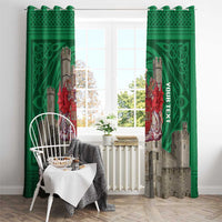 Personalized Caernarfonshire Wales Window Curtain Caernarfon Castle and Emblem Celtic Style - Wonder Print Shop