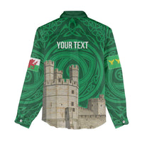 Personalized Caernarfonshire Wales Women Casual Shirt Caernarfon Castle and Emblem Celtic Style - Wonder Print Shop