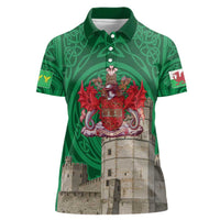 Personalized Caernarfonshire Wales Women Polo Shirt Caernarfon Castle and Emblem Celtic Style - Wonder Print Shop