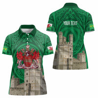 Personalized Caernarfonshire Wales Women Polo Shirt Caernarfon Castle and Emblem Celtic Style - Wonder Print Shop