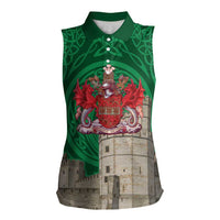 Personalized Caernarfonshire Wales Women Sleeveless Polo Shirt Caernarfon Castle and Emblem Celtic Style - Wonder Print Shop