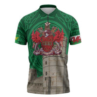 Personalized Caernarfonshire Wales Zipper Polo Shirt Caernarfon Castle and Emblem Celtic Style - Wonder Print Shop