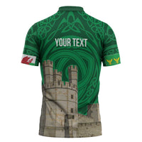 Personalized Caernarfonshire Wales Zipper Polo Shirt Caernarfon Castle and Emblem Celtic Style - Wonder Print Shop