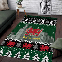 Caernarfonshire Wales Christmas Area Rug Caernarfon Castle Red Dragon - Wonder Print Shop