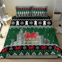 Caernarfonshire Wales Christmas Bedding Set Caernarfon Castle Red Dragon - Wonder Print Shop