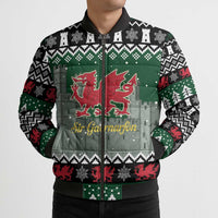 Caernarfonshire Wales Christmas Bomber Puffer Jacket Caernarfon Castle Red Dragon - Wonder Print Shop