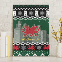 Caernarfonshire Wales Christmas Canvas Wall Art Caernarfon Castle Red Dragon - Wonder Print Shop