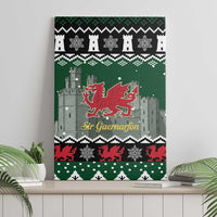 Caernarfonshire Wales Christmas Canvas Wall Art Caernarfon Castle Red Dragon - Wonder Print Shop