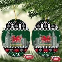 Caernarfonshire Wales Christmas Ceramic Ornament Caernarfon Castle Red Dragon - Wonder Print Shop