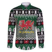 Caernarfonshire Wales Christmas Family Matching Off The Shoulder Long Sleeve Dress and Hawaiian Shirt Caernarfon Castle Red Dragon - Wonder Print Shop