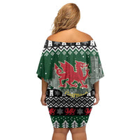 Caernarfonshire Wales Christmas Family Matching Off Shoulder Short Dress and Hawaiian Shirt Caernarfon Castle Red Dragon - Wonder Print Shop
