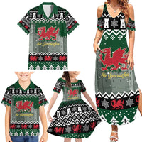 Caernarfonshire Wales Christmas Family Matching Summer Maxi Dress and Hawaiian Shirt Caernarfon Castle Red Dragon - Wonder Print Shop