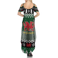 Caernarfonshire Wales Christmas Family Matching Summer Maxi Dress and Hawaiian Shirt Caernarfon Castle Red Dragon - Wonder Print Shop