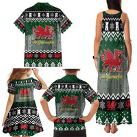 Caernarfonshire Wales Christmas Family Matching Tank Maxi Dress and Hawaiian Shirt Caernarfon Castle Red Dragon - Wonder Print Shop