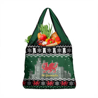 Caernarfonshire Wales Christmas Grocery Bag Caernarfon Castle Red Dragon - Wonder Print Shop