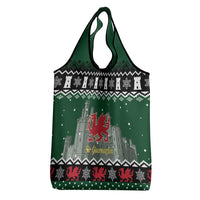 Caernarfonshire Wales Christmas Grocery Bag Caernarfon Castle Red Dragon - Wonder Print Shop