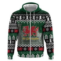 Caernarfonshire Wales Christmas Hoodie Caernarfon Castle Red Dragon - Wonder Print Shop