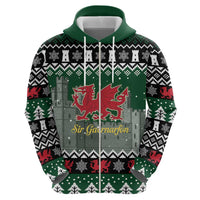 Caernarfonshire Wales Christmas Hoodie Caernarfon Castle Red Dragon - Wonder Print Shop