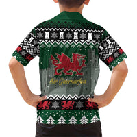 Caernarfonshire Wales Christmas Kid Hawaiian Shirt Caernarfon Castle Red Dragon - Wonder Print Shop