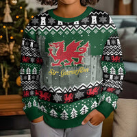 Caernarfonshire Wales Christmas Kid Ugly Christmas Sweater Caernarfon Castle Red Dragon - Wonder Print Shop