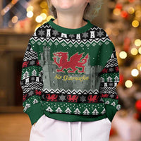 Caernarfonshire Wales Christmas Kid Ugly Christmas Sweater Caernarfon Castle Red Dragon - Wonder Print Shop
