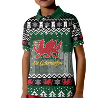 Caernarfonshire Wales Christmas Kid Polo Shirt Caernarfon Castle Red Dragon - Wonder Print Shop