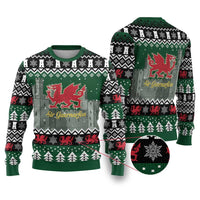 Caernarfonshire Wales Christmas Ugly Christmas Sweater Caernarfon Castle Red Dragon - Wonder Print Shop