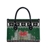 Caernarfonshire Wales Christmas Leather Bag Caernarfon Castle Red Dragon - Wonder Print Shop
