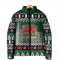 Caernarfonshire Wales Christmas Padded Jacket Caernarfon Castle Red Dragon - Wonder Print Shop