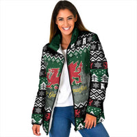 Caernarfonshire Wales Christmas Padded Jacket Caernarfon Castle Red Dragon - Wonder Print Shop