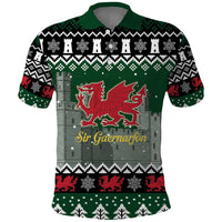 Caernarfonshire Wales Christmas Polo Shirt Caernarfon Castle Red Dragon - Wonder Print Shop