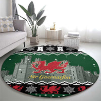 Caernarfonshire Wales Christmas Round Carpet Caernarfon Castle Red Dragon - Wonder Print Shop