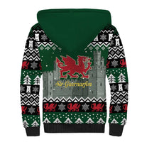 Caernarfonshire Wales Christmas Sherpa Hoodie Caernarfon Castle Red Dragon - Wonder Print Shop