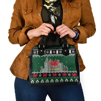 Caernarfonshire Wales Christmas Shoulder Handbag Caernarfon Castle Red Dragon - Wonder Print Shop
