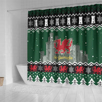 Caernarfonshire Wales Christmas Shower Curtain Caernarfon Castle Red Dragon - Wonder Print Shop
