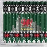 Caernarfonshire Wales Christmas Shower Curtain Caernarfon Castle Red Dragon - Wonder Print Shop
