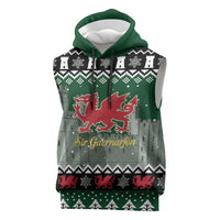 Caernarfonshire Wales Christmas Sleeveless Hoodie Caernarfon Castle Red Dragon - Wonder Print Shop