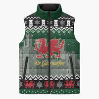 Caernarfonshire Wales Christmas Sleeveless Puffer Jacket Caernarfon Castle Red Dragon - Wonder Print Shop