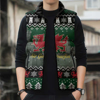 Caernarfonshire Wales Christmas Sleeveless Puffer Jacket Caernarfon Castle Red Dragon - Wonder Print Shop