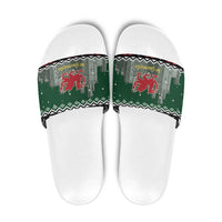 Caernarfonshire Wales Christmas Slide Sandals Caernarfon Castle Red Dragon - Wonder Print Shop
