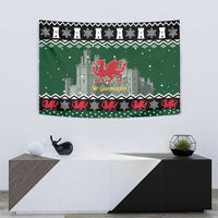 Caernarfonshire Wales Christmas Tapestry Caernarfon Castle Red Dragon - Wonder Print Shop