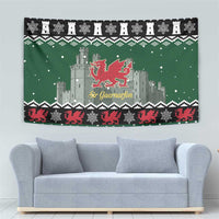 Caernarfonshire Wales Christmas Tapestry Caernarfon Castle Red Dragon - Wonder Print Shop