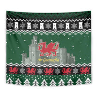 Caernarfonshire Wales Christmas Tapestry Caernarfon Castle Red Dragon - Wonder Print Shop