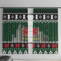 Caernarfonshire Wales Christmas Window Curtain Caernarfon Castle Red Dragon - Wonder Print Shop