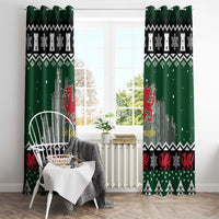 Caernarfonshire Wales Christmas Window Curtain Caernarfon Castle Red Dragon - Wonder Print Shop