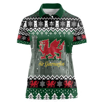 Caernarfonshire Wales Christmas Women Polo Shirt Caernarfon Castle Red Dragon - Wonder Print Shop