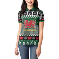 Caernarfonshire Wales Christmas Women Polo Shirt Caernarfon Castle Red Dragon - Wonder Print Shop