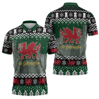 Caernarfonshire Wales Christmas Zipper Polo Shirt Caernarfon Castle Red Dragon - Wonder Print Shop
