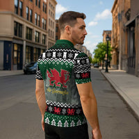 Caernarfonshire Wales Christmas Zipper Polo Shirt Caernarfon Castle Red Dragon - Wonder Print Shop